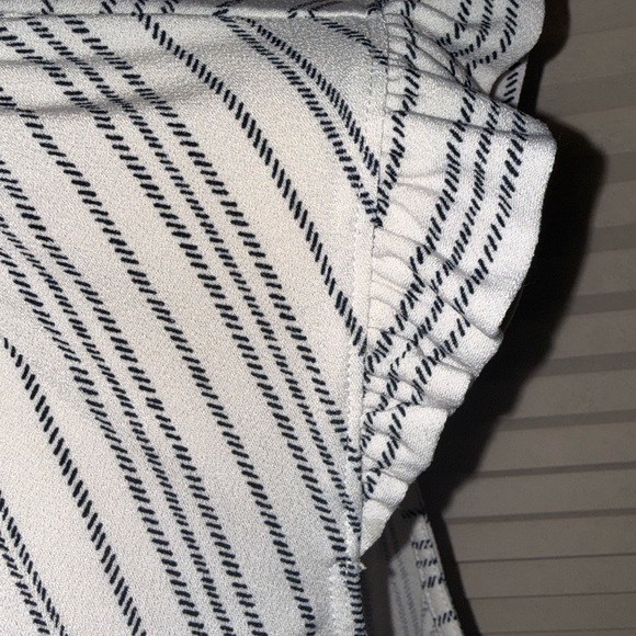 Adrianna Papell Ruffled Striped Blouse - Black and White - Picture 8 of 8